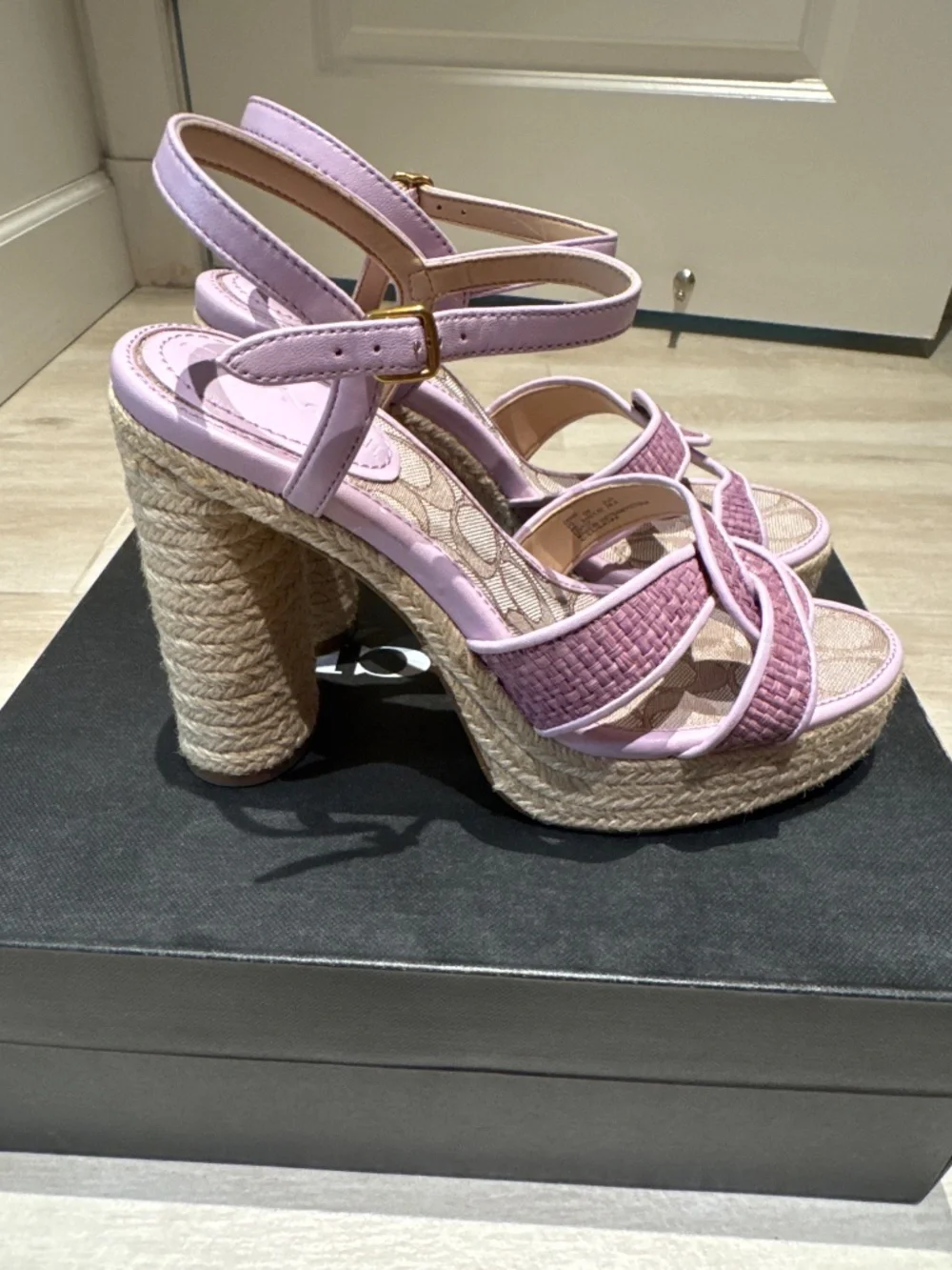 Coach Talina Platform Espadrille Raffia Sandals Size 8